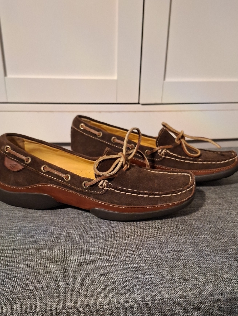 Sperry Brown Suede Boat Shoes with Tan‎ Laces